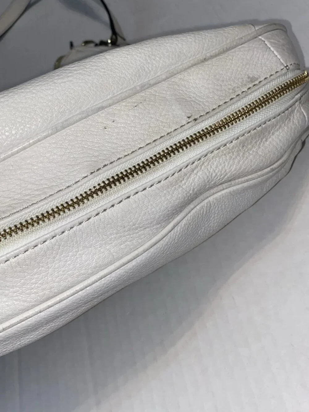 Kate Spade Ella Cobble Hill Hobo - White Leather Gold Hardware Expandable EUC